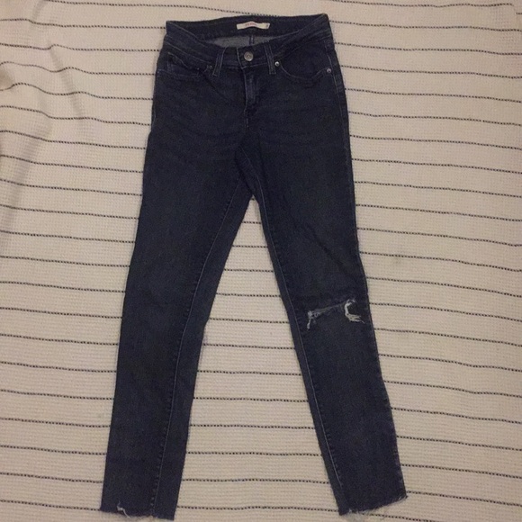 Levi’s woman’s 711 skinny jeans dark blue denim - Picture 1 of 6